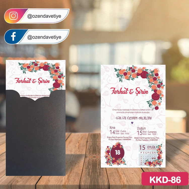 ozen-davetiye-Düğün Davetiyesi-Kahverengi Kraft Zarflı Davetiye Model No:86