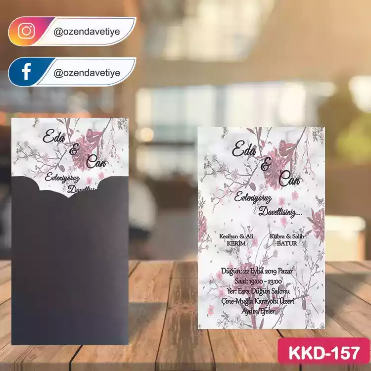 ozen-davetiye-Düğün Davetiyesi-Kahverengi Kraft Zarflı Davetiye Model No:157