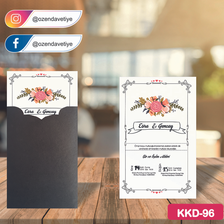 ozen-davetiye-Düğün Davetiyesi-Kahverengi Kraft Zarflı Davetiye Model No:96