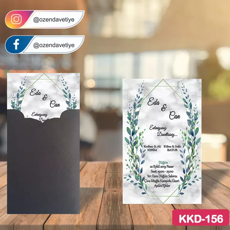 ozen-davetiye-Düğün Davetiyesi-Kahverengi Kraft Zarflı Davetiye Model No:156