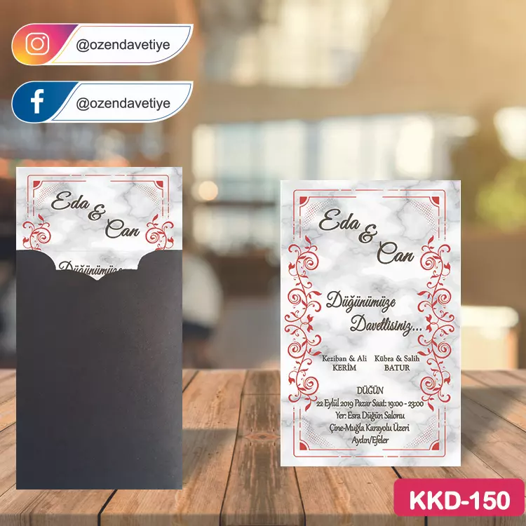 ozen-davetiye-Düğün Davetiyesi-Kahverengi Kraft Zarflı Davetiye Model No:150