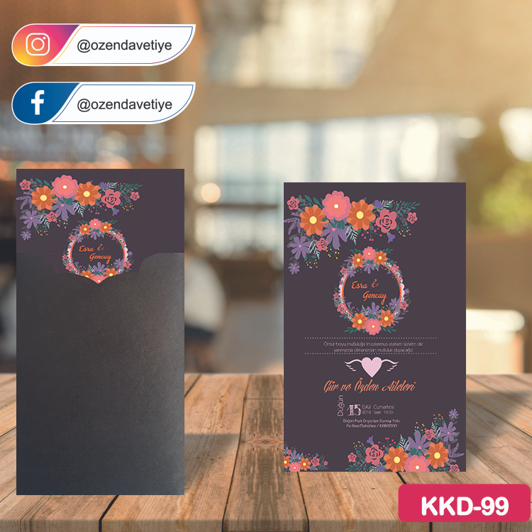 ozen-davetiye-Düğün Davetiyesi-Kahverengi Kraft Zarflı Davetiye Model No:99