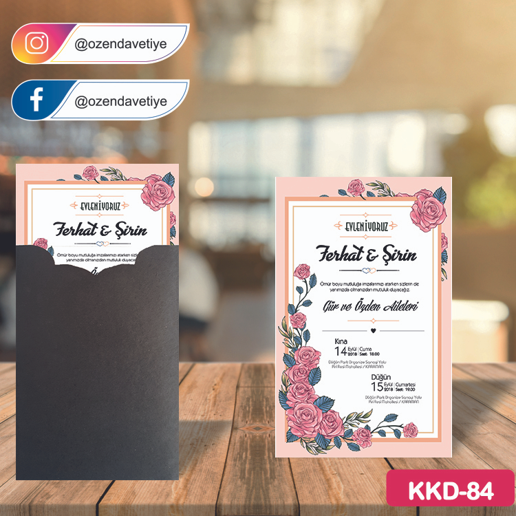 ozen-davetiye-Düğün Davetiyesi-Kahverengi Kraft Zarflı Davetiye Model No:84