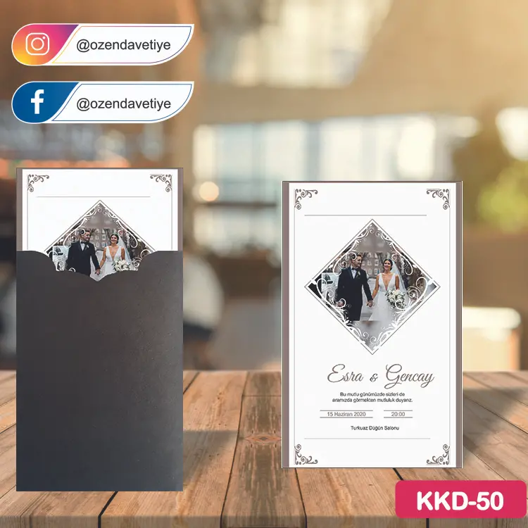 ozen-davetiye-Düğün Davetiyesi-Kahverengi Kraft Zarflı Davetiye Model No:50