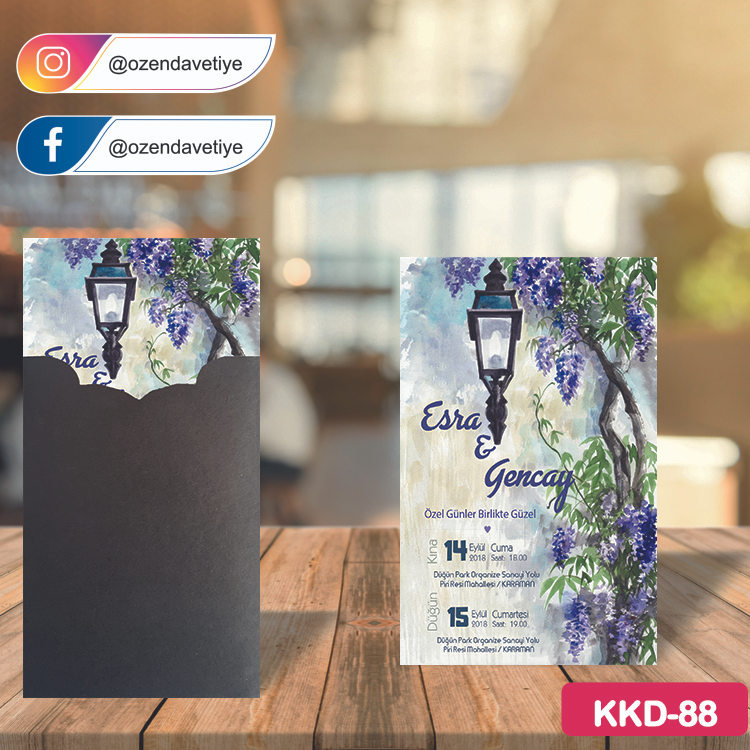 ozen-davetiye-Düğün Davetiyesi-Kahverengi Kraft Zarflı Davetiye Model No:88