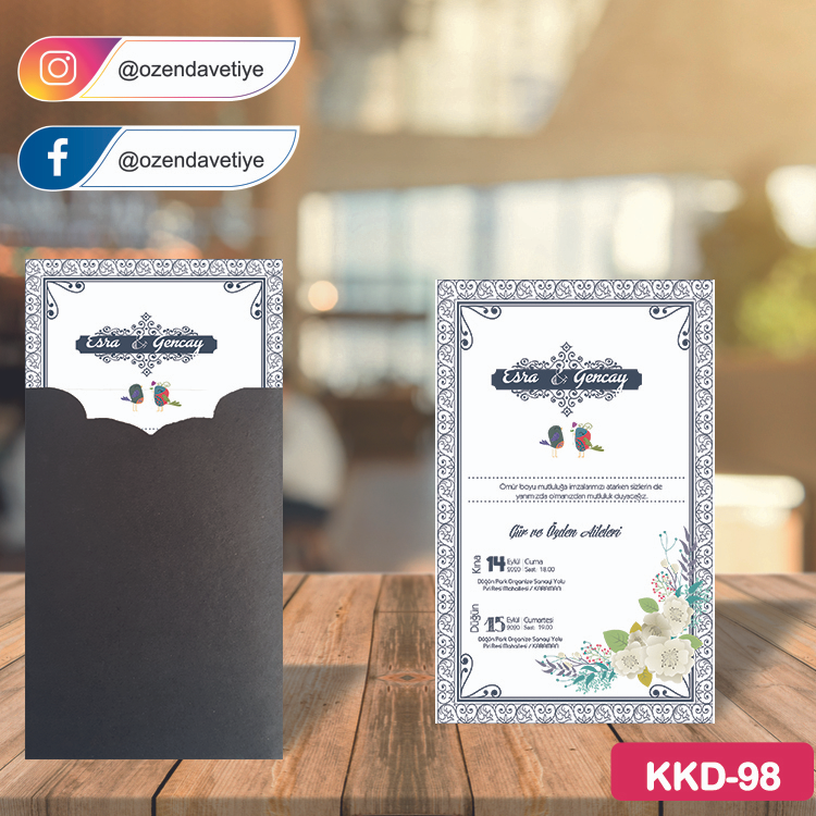 ozen-davetiye-Düğün Davetiyesi-Kahverengi Kraft Zarflı Davetiye Model No:98