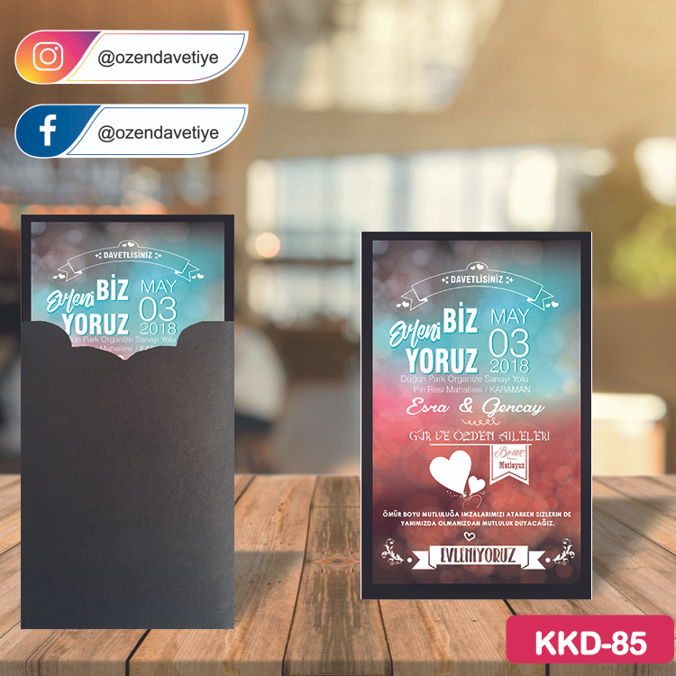 ozen-davetiye-Düğün Davetiyesi-Kahverengi Kraft Zarflı Davetiye Model No:85