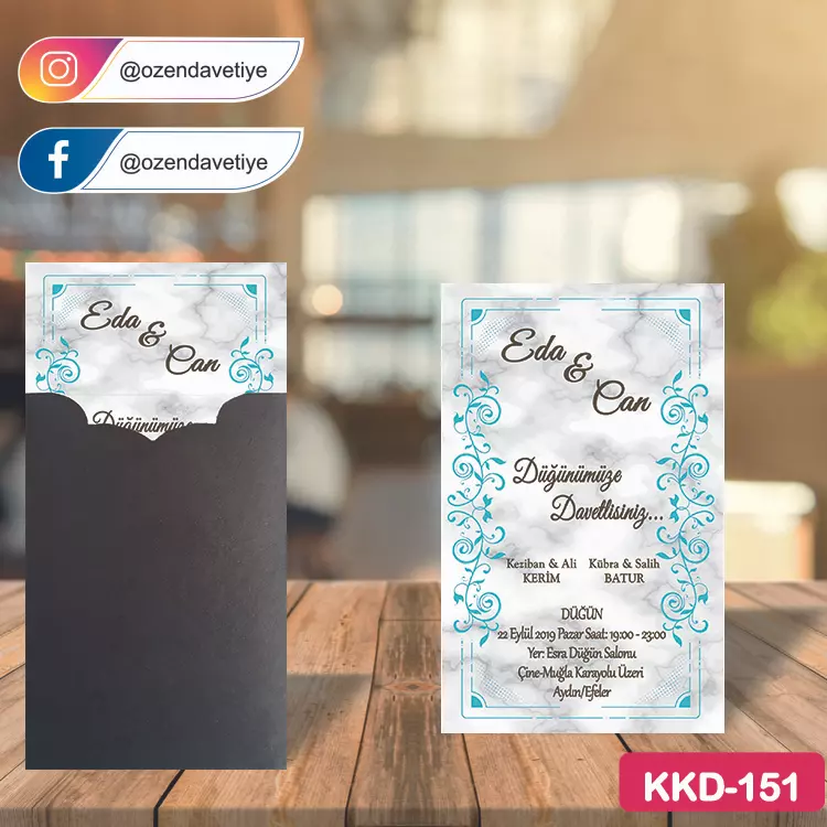 ozen-davetiye-Düğün Davetiyesi-Kahverengi Kraft Zarflı Davetiye Model No:151
